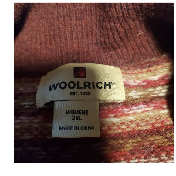 Woolrich Size 2XL Vest 100% Lambs Wool Button Red Fair Isle Collar Malbringo - Picture 6 of 9